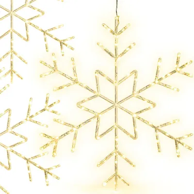 Produktbild von Hängende LED-Schneeflocke, 120 Micro-LEDs, warmweiß, 8 Leuchtmodi, Timer, 60 × 53 cm