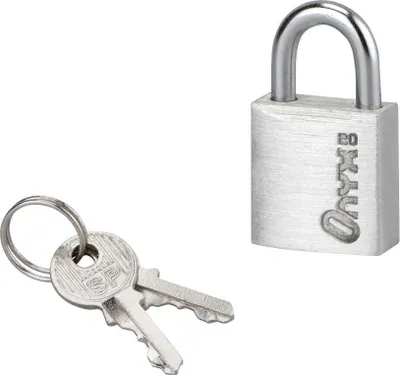 Image de Cadenas à clé, bagage, 20mm, alu, anse acier nickelé, 2 clés - SP