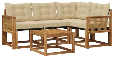 Immagine prodotto di vidaXL Set di divani da esterno, 5 pezzi, colore naturale e beige