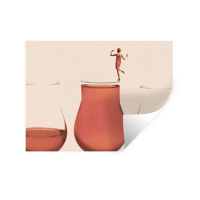 Produktbild von MuchoWow® Wandtattoo Wandsticker Wandaufkleber Vintage - Frau - Glas - Pastell - Abstrakt 120x90 cm Selbstklebend und Repositionierbar - Aufkleber