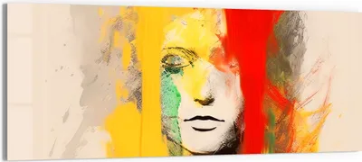 Produktbild von DEQORI Glasbild Echtglas 125x50 cm 'Farben des Gesichts ' Wandbild Bild modern Deko