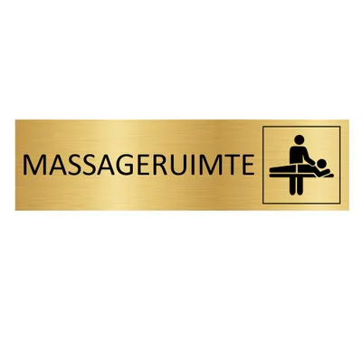 Produktbild von CombiCraft Aluminium Türschild "Massageruimte" in Gold mit 3M-Klebeband - 165 x 45 mm