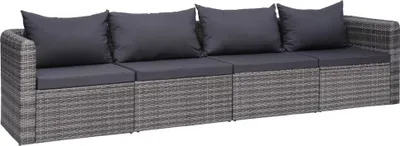 Image de Salon de jardin avec coussins Gris Poly Rattan Lounge Meuble de jardin