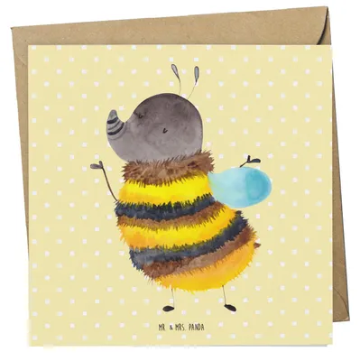 Produktbild von Mr. & Mrs. Panda Glückwunschkarte Hummel flauschig - Gelb Pastell - Geschenk, Biene, Natur, anlasskarte, doppelkarte, Blume, Klappkarte, faltkarte, Grußkarte