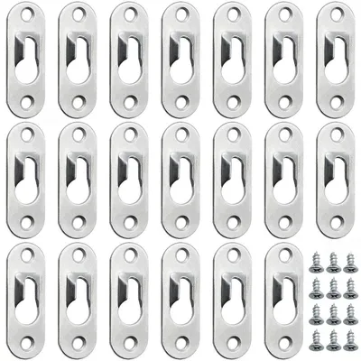 Produktbild von Schlüssellochaufhänger, 30 Stück, Schraubverschlüsse, Linsenkopfbefestigungen, silberfarben, Metall-Schlüssellochaufhänger zum Aufhängen von Bilderrahmen und Spiegeln (44x16mm)