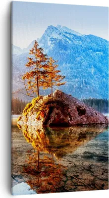 Produktbild von Bild auf Leinwand - Leinwandbild - Einteilig - Morgendämmerung Berge See - 45x80cm - Wand Bild - Wanddeko - Wandbilder - Leinwanddruck - Bilder - Wanddekoration - Leinwand bilder - PA45x80-4617