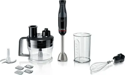 Obrázok produktu pre Mixér, Bosch MSM4B670, SER4, Mixér, ErgoMaster, 1000 W, dynamická regulácia otáčok, QuattroBlade System Pro, vrátane mixéra, odmerky, kuchynského robota a nerezovej metly, čierna, antracit