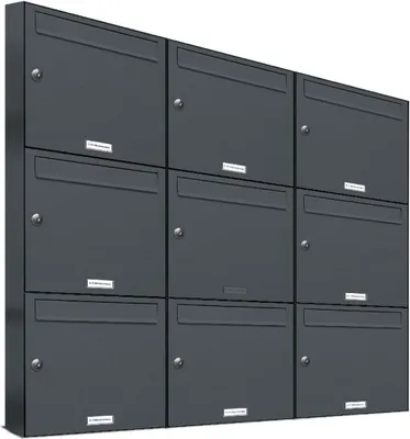 Immagine prodotto di 9 cassette per le lettere sistema antracite 9 scomparti cassetta per le lettere a parete Cassetta postale