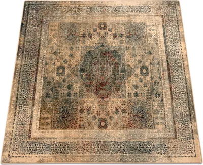 Obrázok produktu pre Vlnený koberec OMEGA MAMLUK Štvorcový - Rozeta vintage krémová béžový 170x170 cm