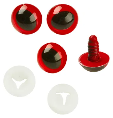 10 Kunststoff-Augen 18,5mm Katzenaugen rot