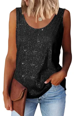 Produktbild von Top Pailletten - Ärmellos - Funkelnd - Weiche Fütterung - Bequem - Vollständige Abdeckung - Tanktop