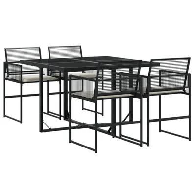 Produktbild von vidaXL 5-tlg. Garten-Essgruppe mit Kissen Schwarz Poly Rattan