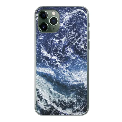 Produktbild von MuchoWow® Handyhülle Schutzhülle Hülle für iPhone 11 Pro Naturstein - Blau - Weiß Silikon Softcase Handy Hülle - Handy