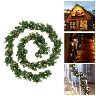 Immagine prodotto di Jopassy decorazione ghirlanda di Natale ghirlanda di abete decorazione natalizia interna ed esterna ghirlanda artificiale 5m 100 LED