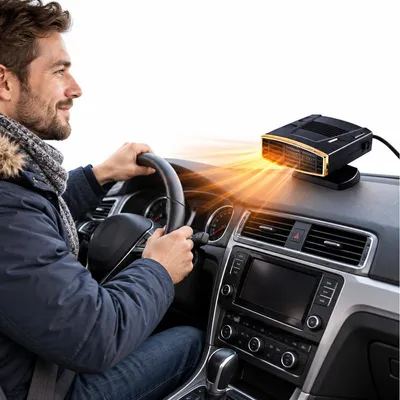 Produktbild von Auto Heizlüfter 12V, tragbarer Fahrzeug Heizlüfter mit 150W, Heizen & Kühlen, 2 Stufen, Scheibenenteiser, für PKW und LKW