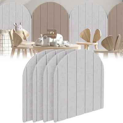 Produktbild von 3D-Wandpaneele, 4 Stück 32x43 cm, Wandschutzfilzpaneele, dekorative Wandpaneele, selbstklebend, stoßdämpfende Wandverkleidung für Schlafzimmer und Kinderzimmer (hellbeige)