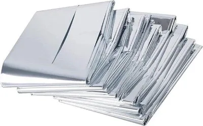 Zdjęcie produktu dla Koc termiczny, 5 sztuk, 140 x 210 cm – Survival, kemping, wędrówki