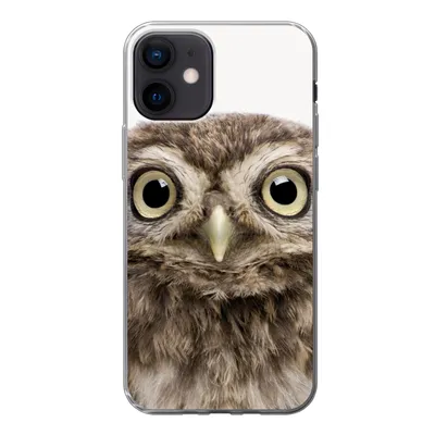 Produktbild von MuchoWow® Handyhülle Schutzhülle Hülle für iPhone 12 Eule - Eule - Porträt - Braun - Vogel - Jungen - Mädchen Silikon Softcase Handy Hülle - Schutzhülle