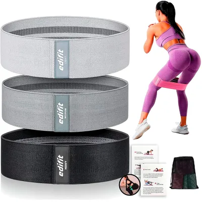 Immagine prodotto di Fascia elastica - 3 livelli di resistenza - 3 pezzi - Nero, grigio e grigio chiaro - Per palestra, yoga e allenamento a casa
