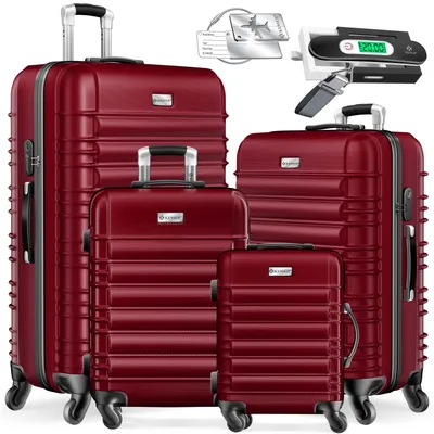 Produktbild von KESSER® 4tlg. Hartschalenkofferset Hartschalenkoffer Reisekoffer Set Reisekofferset Trolley Koffer Inkl. Kofferwaage + Gepäckanhänger Rollkoffer Schloss 4 Rollen ABS-Hartschale Teleskopgriff S-M-L-XL