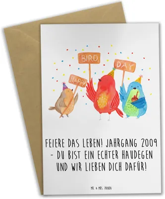 Produktbild von Mr. & Mrs. Panda Grußkarte 2009 Geburtstag - Weiß - Geschenk, Alter, Geburtstagsgeschenk, Feier, Jahrestag, Lebensfreude, Jahr der Geburt, dankeskarten, einladungskarten