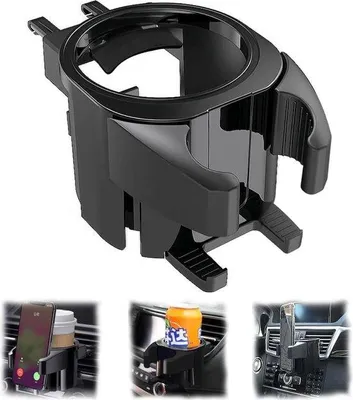 Produktbild von Famanu Becherhalter 2-in-1 mit drehbarem Telefonhalter - Auto-Getränkehalter