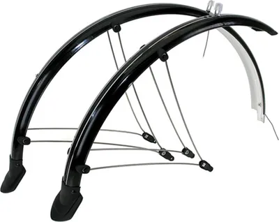 Produktbild von Messingschlager Schutzblech-Set M-WAVE MUD MAX FLEX, schwarz, Kunststoff, flexibel, 56 mm, 28 Zoll, mit Streben, für Vorder- und Hinterrad, integrierter 2-facher elektrischer Kontaktstreifen inkl. 2 Anschlusslichtkabeln