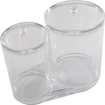 Zdjęcie produktu dla 9709 Akrylowy Stojak Na Kosmetyki Okrągły Z Pokrywkami 15X9Cm