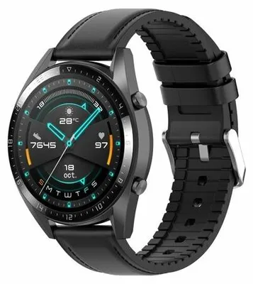 Produktbild von By Qubix Leder + Silikonarmband - Schwarz - passend für Samsung Galaxy Watch 6 - 40mm & 44mm