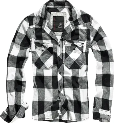 Produktbild von Brandit Karo Langarm-Shirt Größe 3XL Farbe Weiß/Schwarz