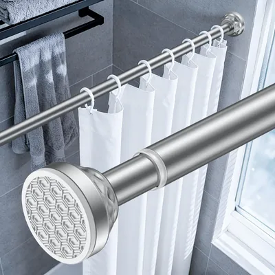 Productafbeelding van Verstelbare Gordijnstangen zonder Boren 82-204 cm Meteorietpatroon