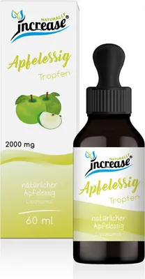 Produktbild von Liposomale Apfelessig Tropfen hochdosiert - (60.000mg Apfelessig pro Packung) 2000mg Apfelessig pro Tagesdosis mit Vitamin B9 und Vitamin B12 - MCT Öl