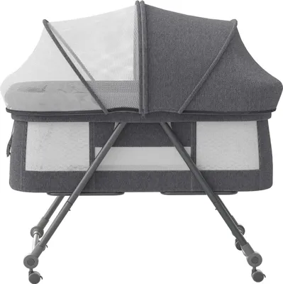Produktbild von Babybett, tragbar, verstellbares Design, Grau - Komfortpaket
