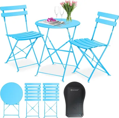 Produktbild von KESSER® Bistroset 3-teilig Bistrotisch mit 2 klappbaren Stühle Set Balkonset Balkonmöbel Klapp-Möbel Gartenset Sitzgarnitur Gartengarnitur Gartenmöbel Sitzgruppe Metall Bistro Gartentisch inkl. Abdeckung