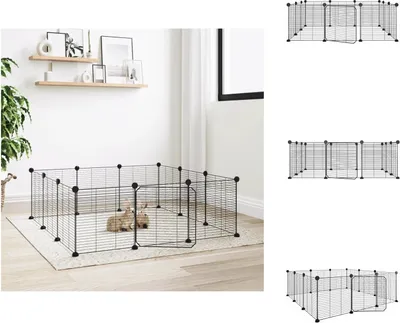 Obrázek produktu pro vidaXL 12dílná klec pro domácí mazlíčky s dvířky černá 35x35 cm ocel - Příbytky a výběhy pro malá zvířata