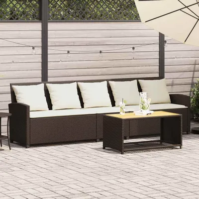 Produktbild von Maison Exclusive - Gartensofa 5-Sitzer mit Kissen Braun Poly Rattan