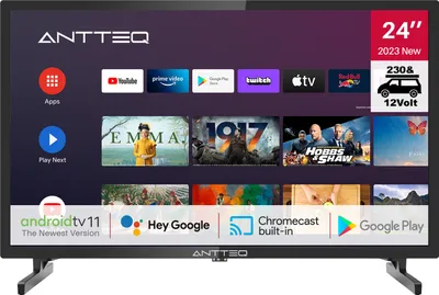Produktbild von Antteq AG24N1C 24 Zoll (61cm) Android Smart TV mit 12V Autoadapter, Google Assistant, Chromecast, Netflix, Prime Video, Google Play Store für DAZN, Disney+, Wi-Fi, Triple Tuner