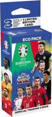 A product box for trading cards, featuring images of soccer players.