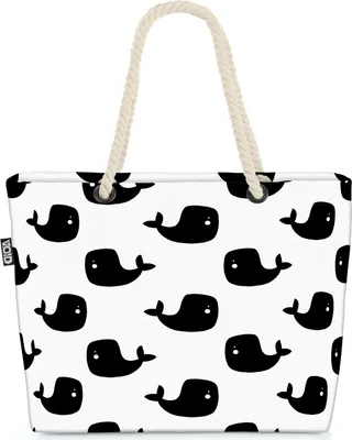 Produktbild von VOID Walherde Wale Strandtasche Shopper 58x38x16cm 23L XXL Einkaufstasche Tasche Reisetasche Beach Bag