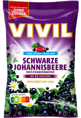 Obrázok produktu pre VIVIL® 2361 VIVIL® Schwarze Johannisbeere ohne Zucker Bonbons 120,0 g