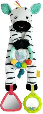 Produktbild von Bean Bag Zebra – Motorikspielzeug mit Perlenring für Kinderwagen, Kinderbett und Babyschale – Granulat Füllung zum Fühlen und Greifen