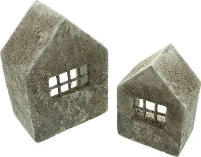 Produktbild von Haus 'Beton-Style', 2er Set Garten-Deko Tischdeko Skulptur Deko-Haus Miniatur