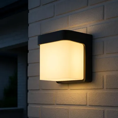 LED-Außenwandleuchte 4000 K, quadratisch, schwarz, wasserdicht