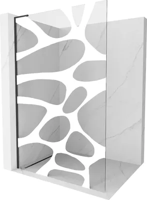 Image de Mexen Kioto L Paroi de douche à l'italienne 110 x 200 cm, motif blanc, noir - 800-110-103-70-97