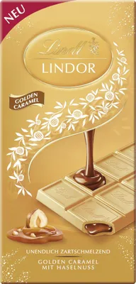 Lindt Lindor Golden Caramel Tafel besonders cremig Packung 100g
