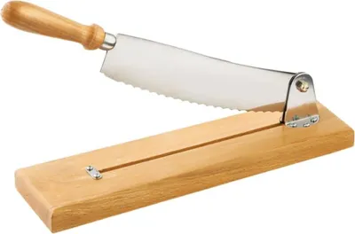 Produktbild von Brotschneider mit Holzplatte - 25 cm Klinge