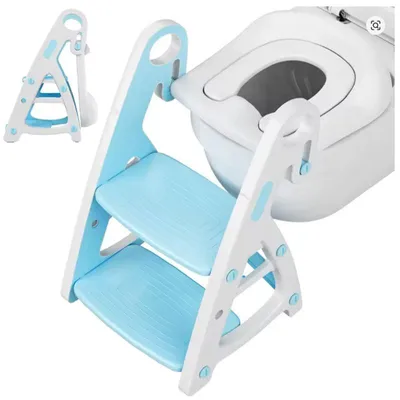 Obrázek produktu pro Dětské sedátko na toaletu se schůdky My-8039, 2 v 1, modro/bílá