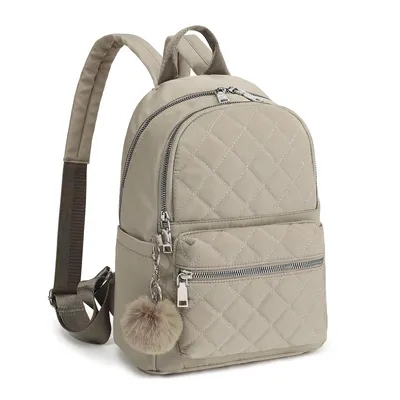 Produktbild von Daypack Cityrucksack, Damen Klein Rucksack, Nylon Wasserdicht Daypacks mit Anhänger Quaste hängen Tasche Diebstahlsicher Casual Daypack (Beige)