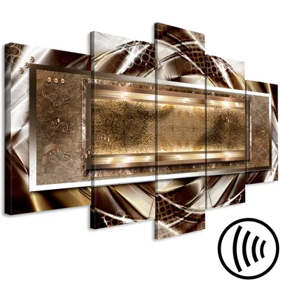Produktbild von Akustikbild Abstrakt 200x100 cm Bilder Akustikschaum Hochleistungsschallabsorber Schallschutz Leinwand 5 tlg Wandbild Raumakustik Schalldämmung Ornamente Orient a-A-0572-b-m