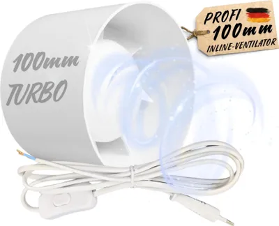 Produktbild von 100mm Abluft Zuluft Lüfter Inline Ventilator mit Kabel Schalter für Steckdose